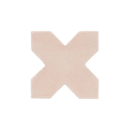 Light beige Opaque 4 Stem clay shape by Clay Imports, featuring a geometric X-pattern and matte texture.