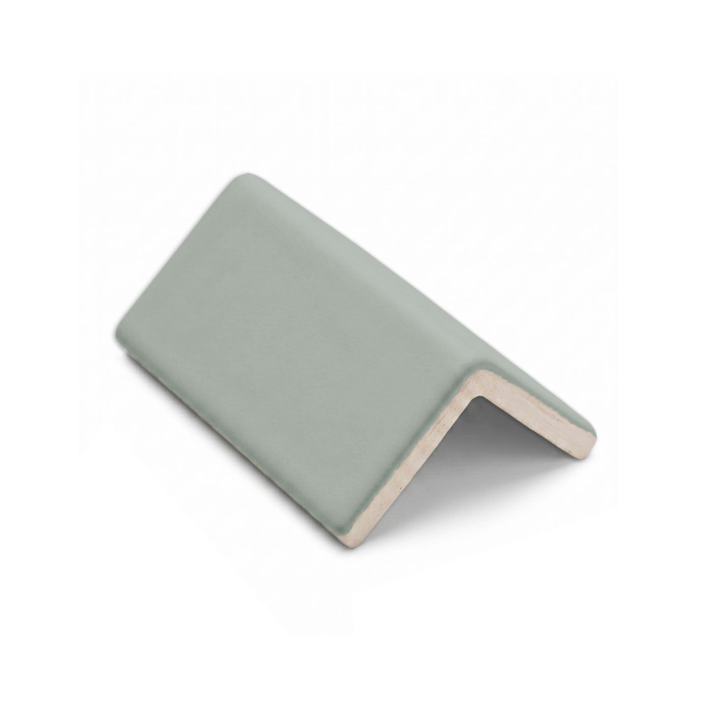Agave Solid Tile Trim by Clay Imports, a light green textured V-cap block.