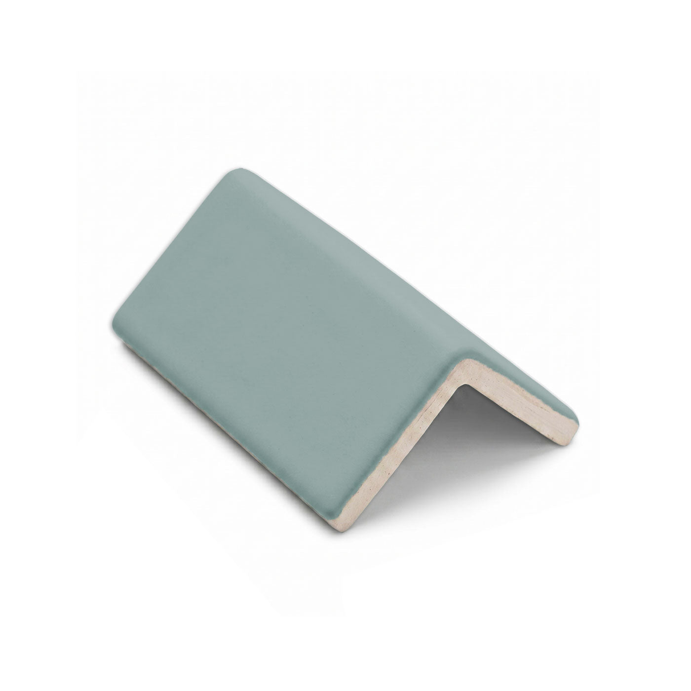 Hot Spring green solid V Cap tile trim by Clay Imports with a smooth, matte finish and rounded top edges.
