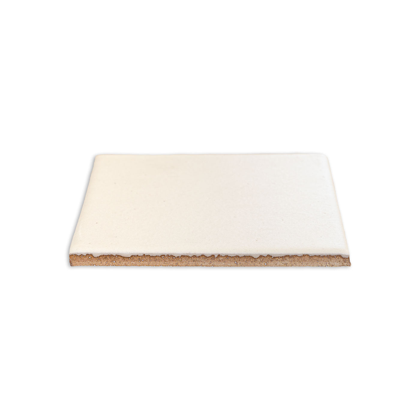 Mexican Vanilla 4.25x4.25 solid tile by Clay Imports, showing its glazed top and unglazed ceramic base.