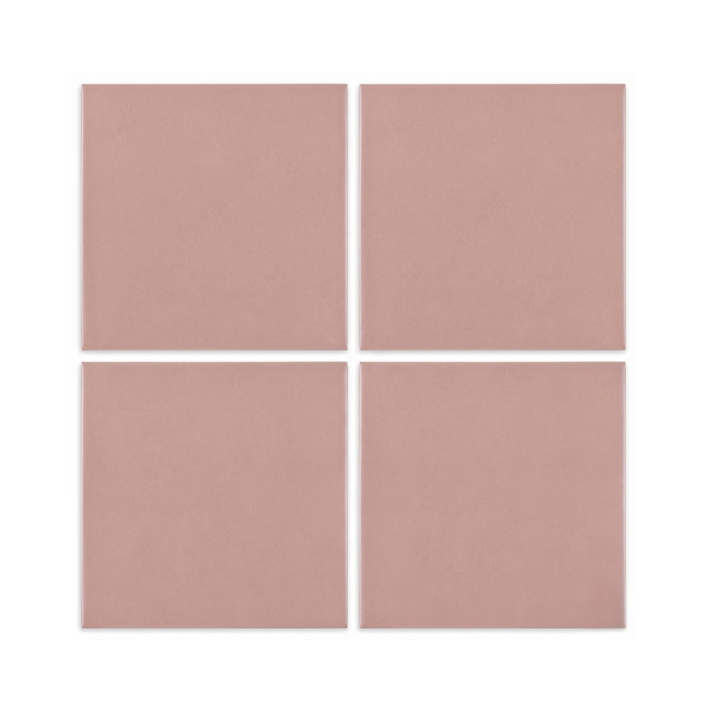 Rosewater Matte 4x4 Solid Tiles by Clay Imports, arranged in a 2x2 grid with white grout lines.