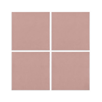 Rosewater Matte 4x4 Solid Tiles by Clay Imports, arranged in a 2x2 grid with white grout lines.