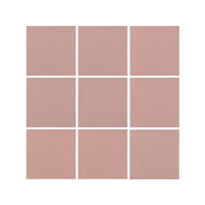 Rosewater matte solid tile by Clay Imports, arranged in a 3x3 grid with white grout.