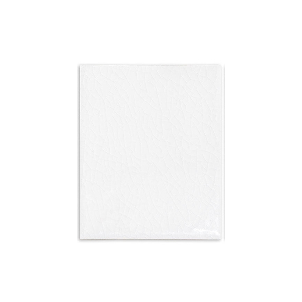 Three white crackle gloss solid tiles by Clay Imports, arranged in a row.