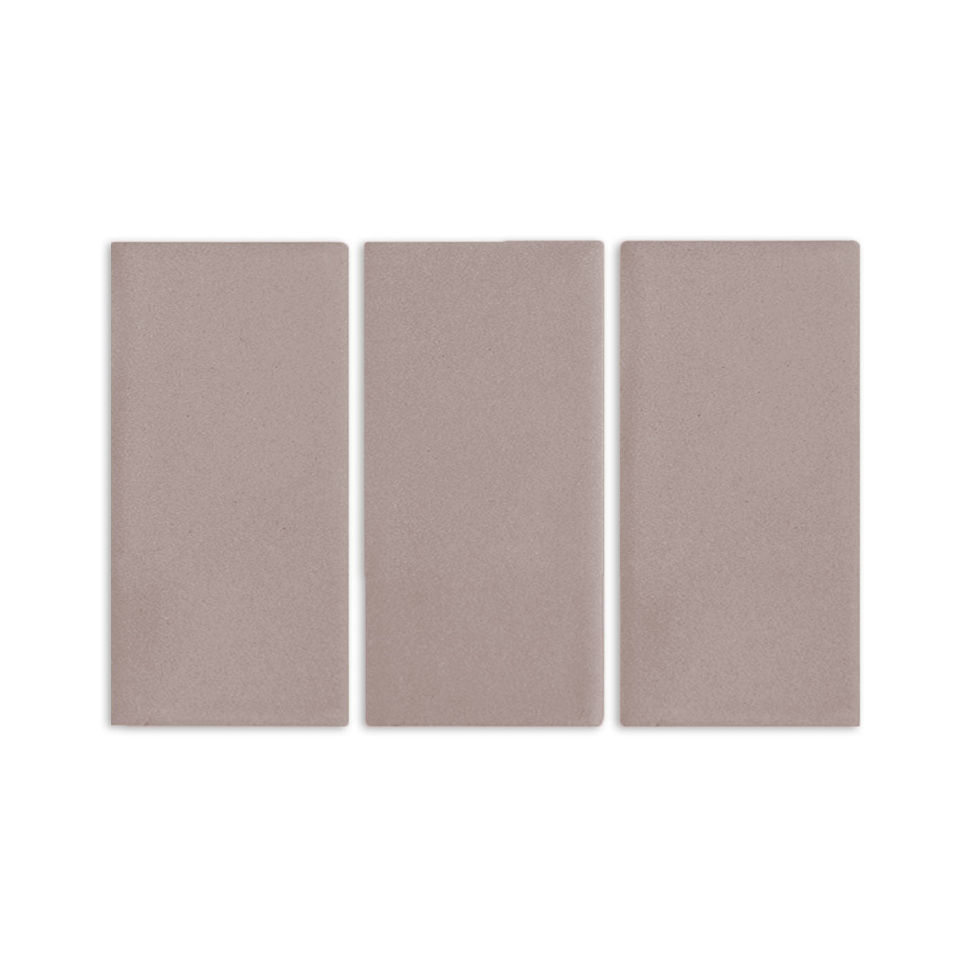 Three brown rectangular clay tiles by Clay Imports with a subtle, matte texture.