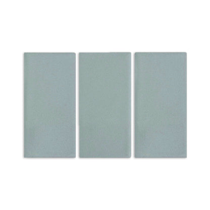 Three 4x8 light green clay tiles by Clay Imports, arranged vertically side-by-side with a matte finish.