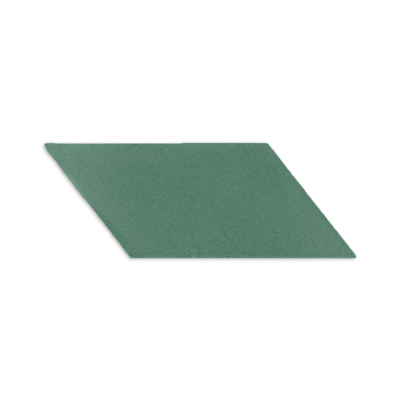 Cilantro green parallelogram clay tile by Clay Imports with a subtle textured finish, angled on a white background.
