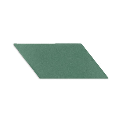 Cilantro green parallelogram clay tile by Clay Imports with a subtle textured finish, angled on a white background.