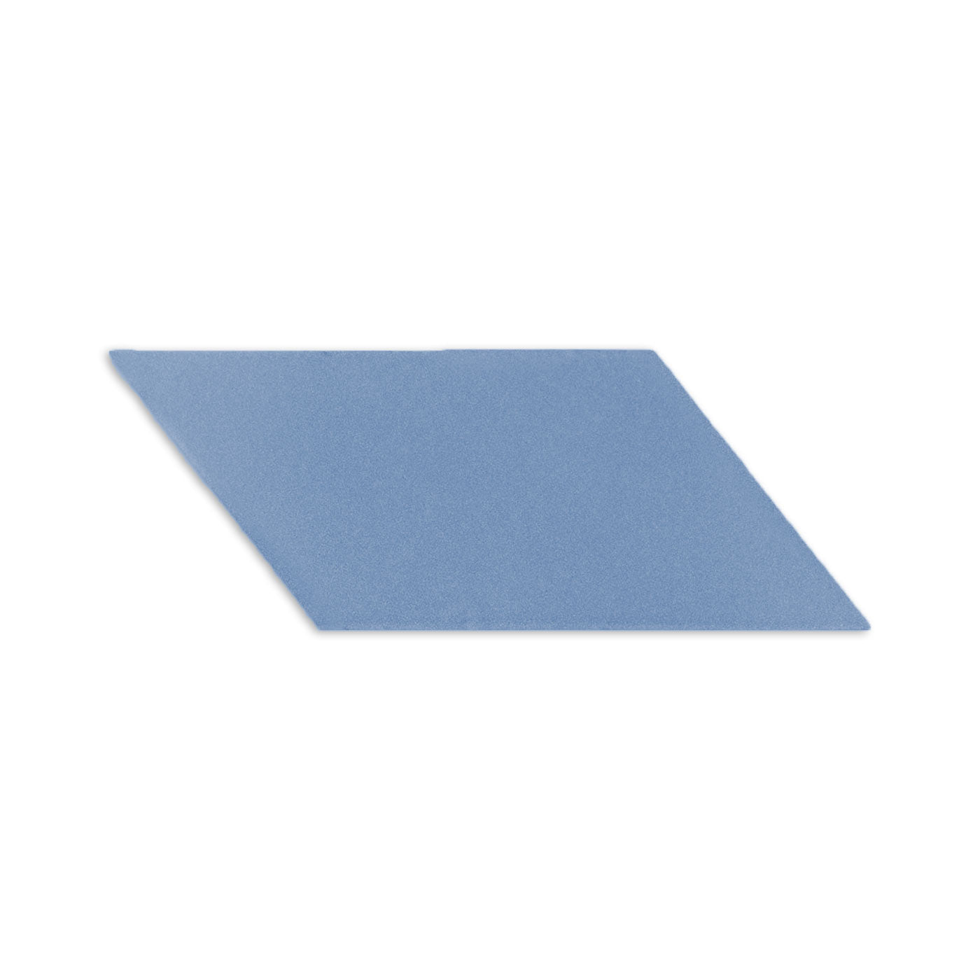 Denim blue parallelogram clay tile by Clay Imports with a textured matte finish, casting a soft shadow.
