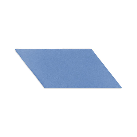 Denim blue parallelogram clay tile by Clay Imports with a textured matte finish, casting a soft shadow.