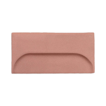 Rectangular pink clay tile by Clay Imports, with a smooth, wide oval recess.