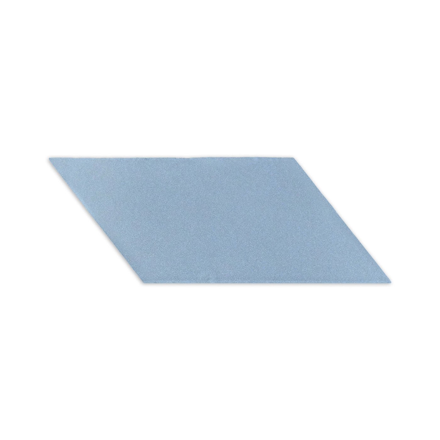 A blue agate parallelogram clay tile by Clay Imports with a textured surface, casting a slight shadow.