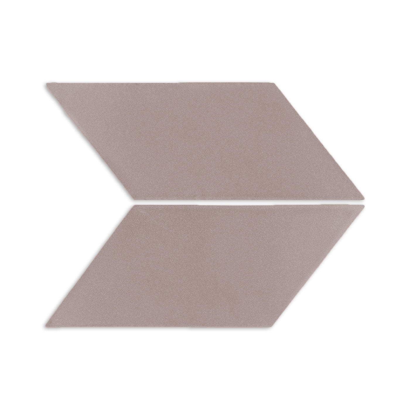 Boot Brown parallelogram clay tiles by Clay Imports with a subtle textured finish, arranged in an arrow shape.