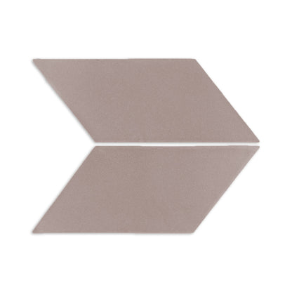 Boot Brown parallelogram clay tiles by Clay Imports with a subtle textured finish, arranged in an arrow shape.
