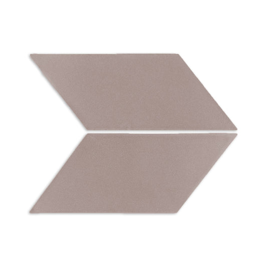 Boot Brown parallelogram clay tiles by Clay Imports with a subtle textured finish, arranged in an arrow shape.