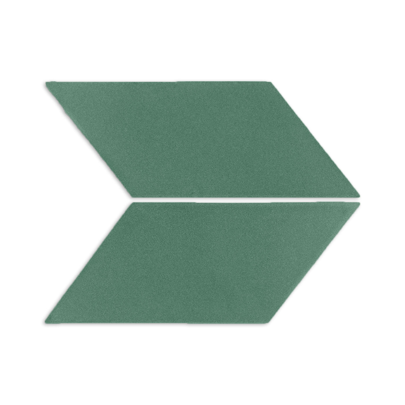 Cilantro green parallelogram clay tiles by Clay Imports, forming a textured right-facing arrow.