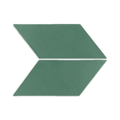 Cilantro green parallelogram clay tiles by Clay Imports, forming a textured right-facing arrow.