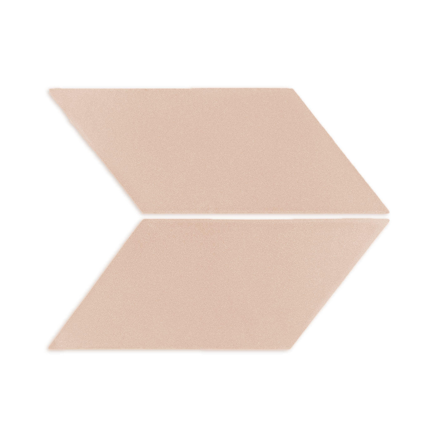 Two sand-colored parallelogram clay tiles by Clay Imports, arranged horizontally forming a right-pointing arrow, with a subtle grainy texture.