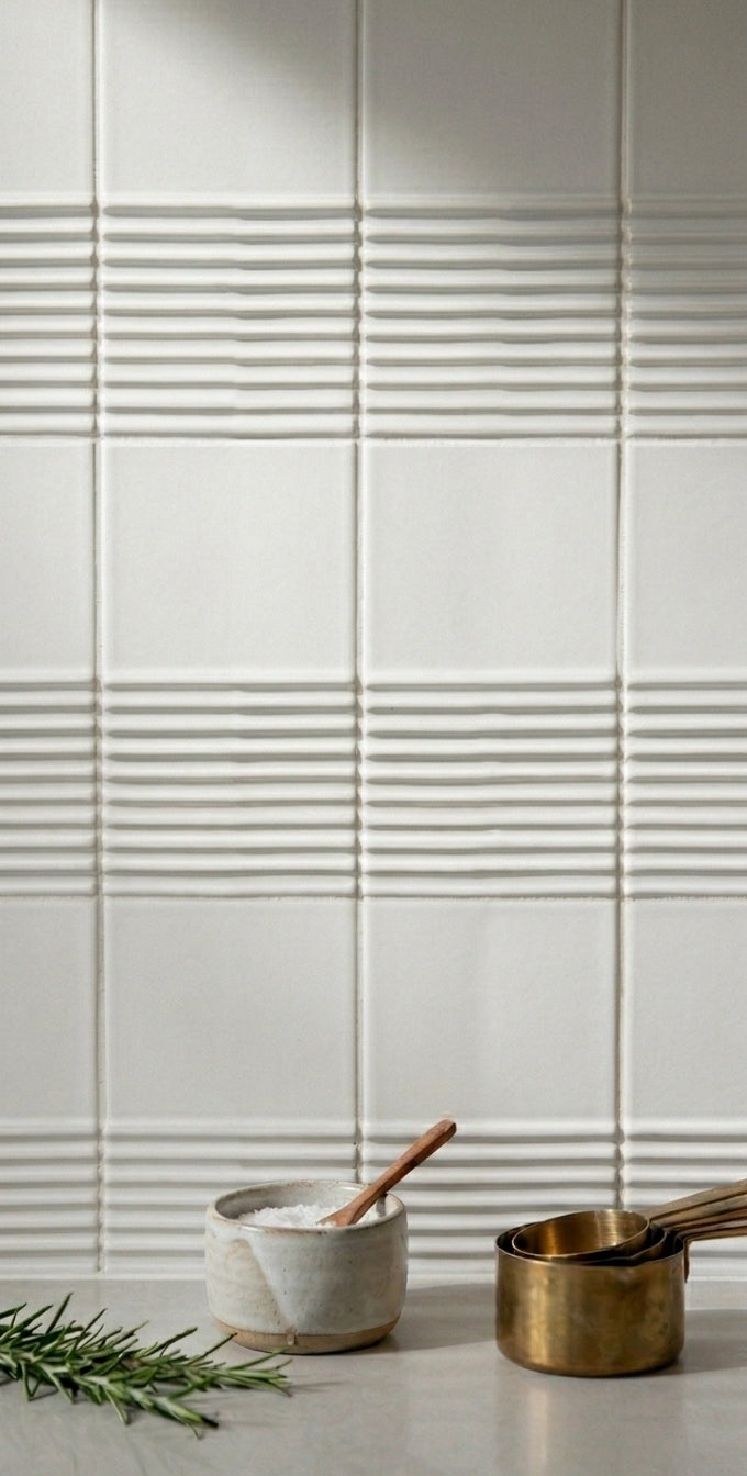 Raya様　ホワイト 3 Dimensional Tile l Low Maintenance Clay Tile | Clay Imports