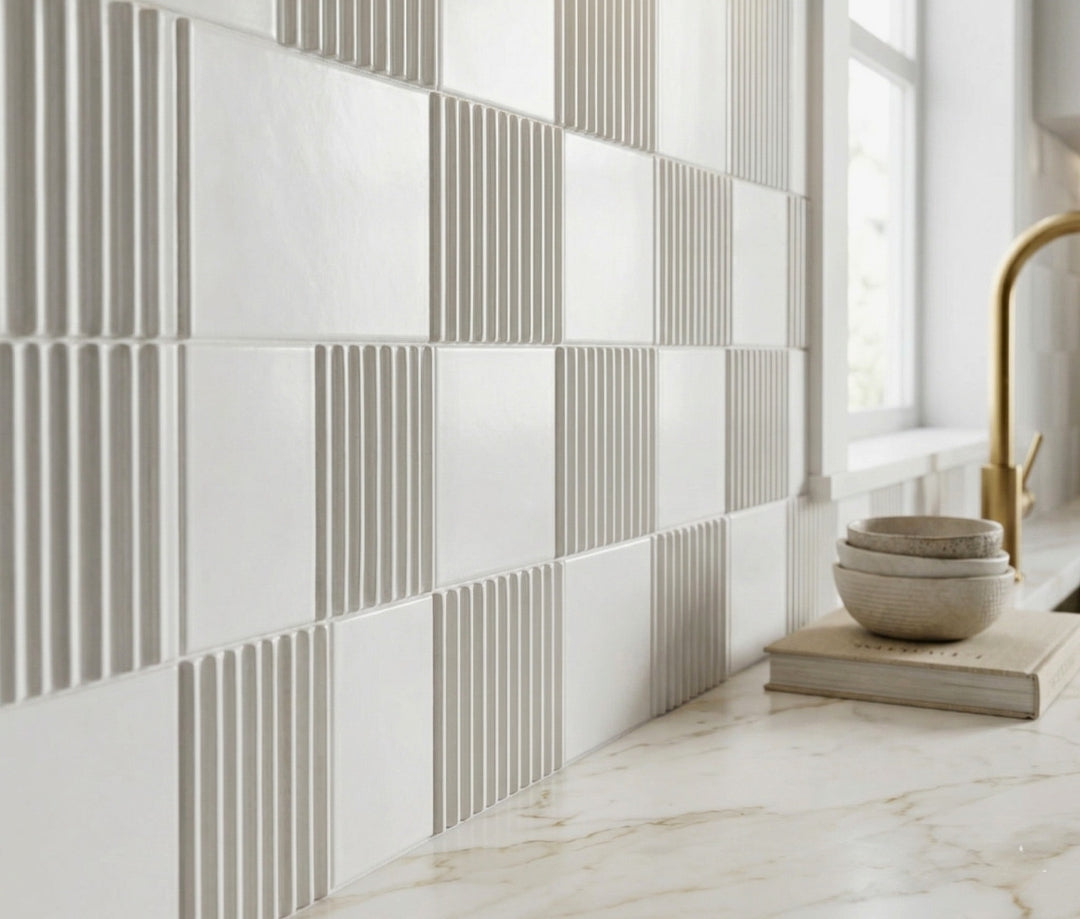 Raya様　ホワイト 3 Dimensional Tile l Low Maintenance Clay Tile | Clay Imports