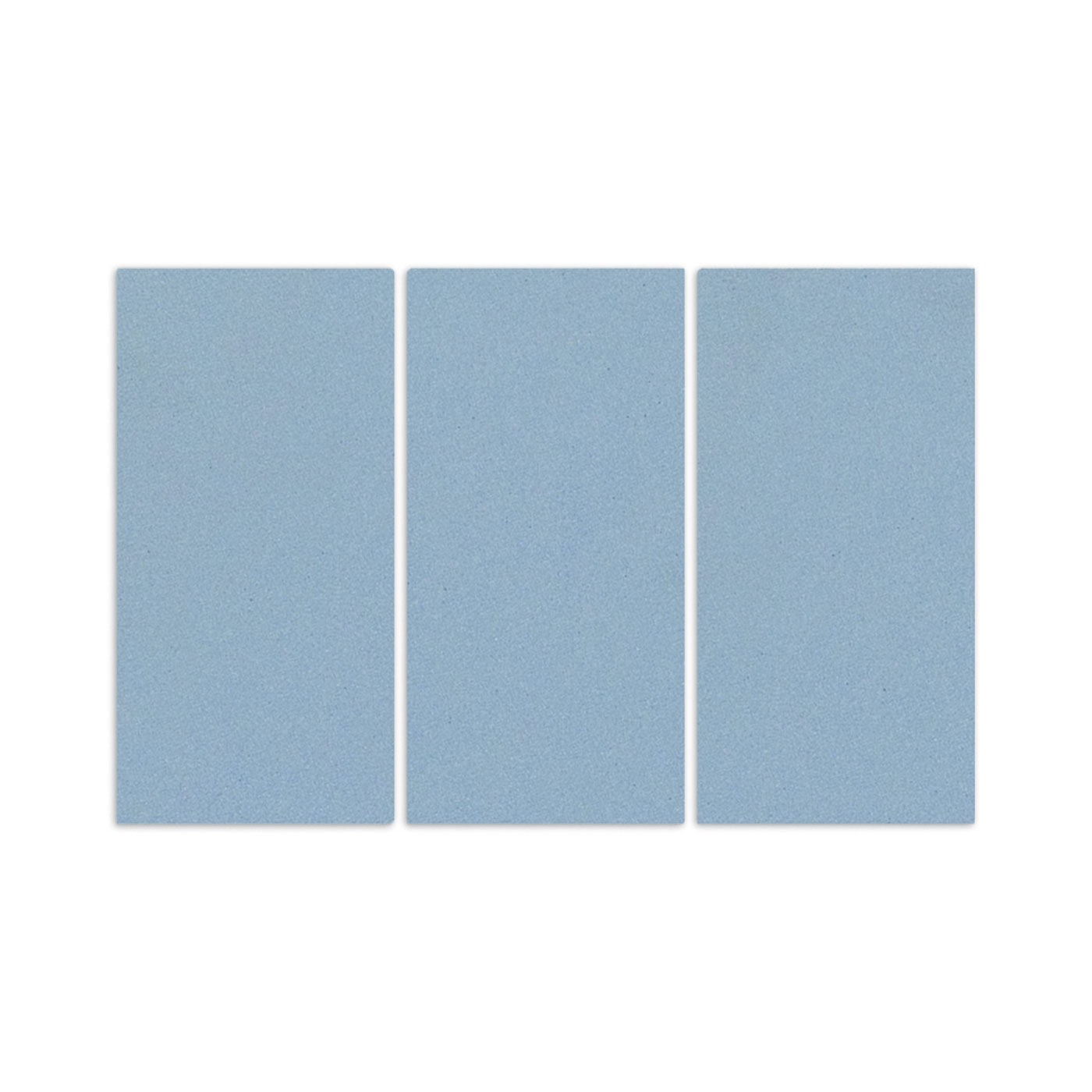 Three rectangular blue clay tiles by Clay Imports, with a fine granular texture on a white background.