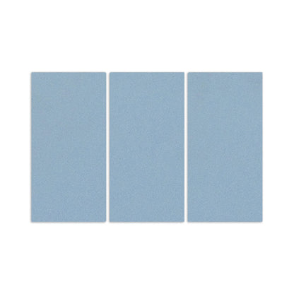 Three rectangular blue clay tiles by Clay Imports, with a fine granular texture on a white background.