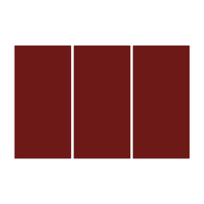 Oxblood red clay tiles by Clay Imports, three rectangular panels with thin white grout lines.