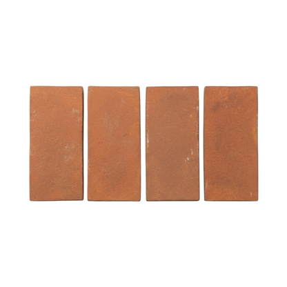 Four rectangular umber Cotto tiles by Clay Imports arranged vertically side-by-side with subtle texture variation.