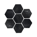 Glazed Hexagon Antique Noir Black 4"