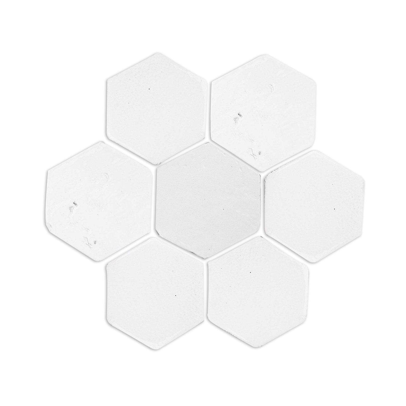 Glazed Hexagon Antique White Gloss 4"