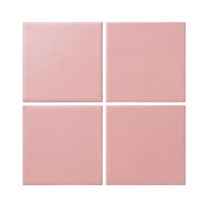 Four pink square clay tiles by Clay Imports, arranged in a grid with a subtle textured finish.