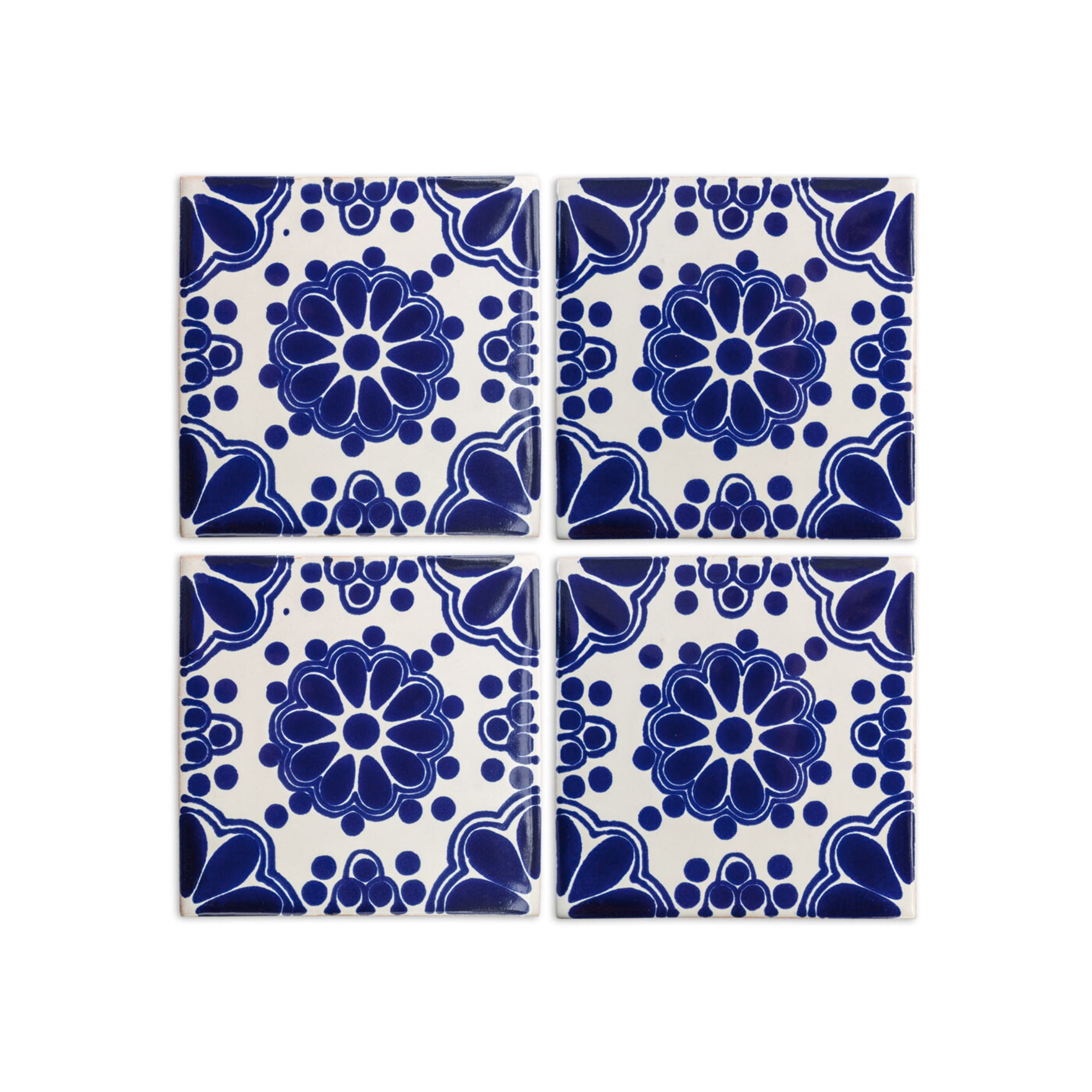 25-TOld2 4x4 Talavera Decorative Handmade Mexican Clay Tile selling in Terracotta/Blue/White/Red (Shipping Included) (Please Read Description)