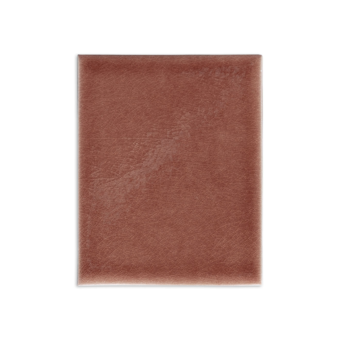 Brownish-red Tamarindo Gloss tile sample by Clay Imports, featuring a subtle crazed glaze texture.