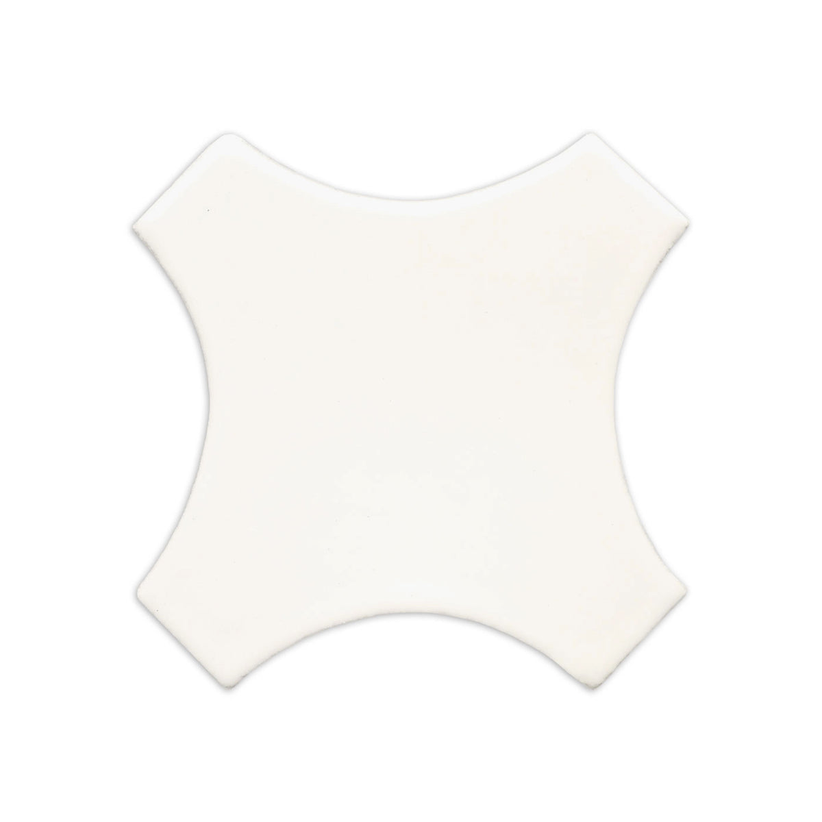Off-white Path Candela 4.5 clay tile by Clay Imports, featuring a unique curved cross shape.