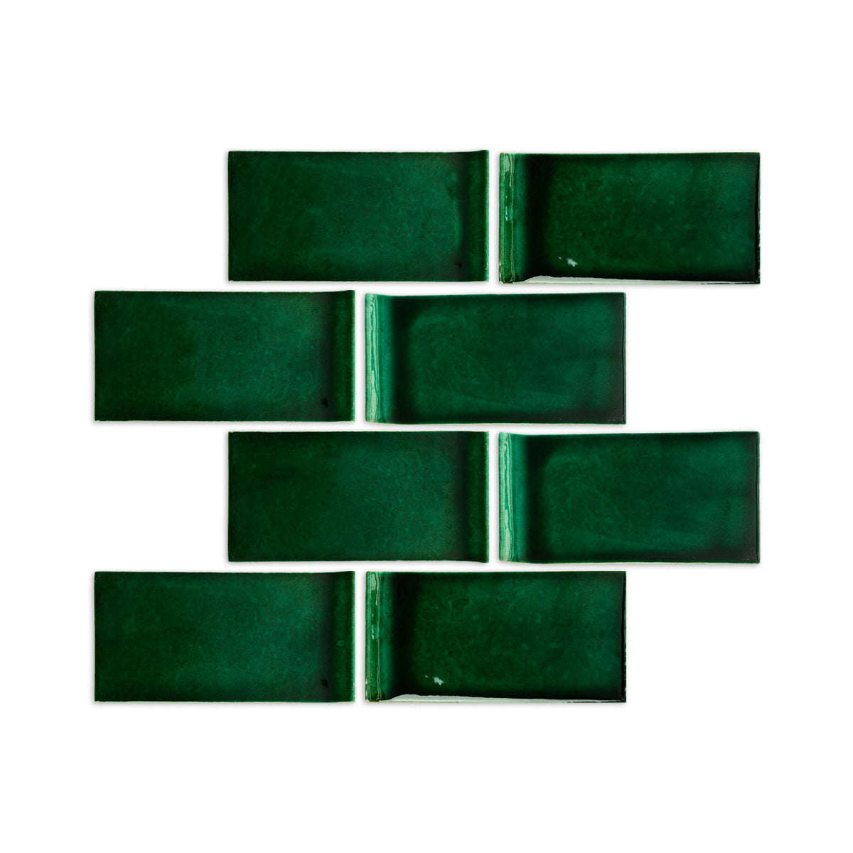 Single Huntington USA Ceramic Wall Tile - 4-1/4" Square Forest Hunter Dark Green Gloss (Vintage)