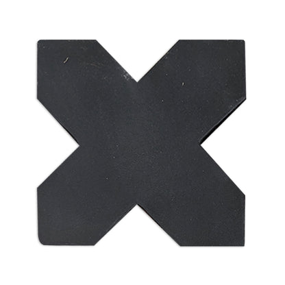 Black suede cross-shaped solid tile by Clay Imports, with a matte finish and subtle surface texture.