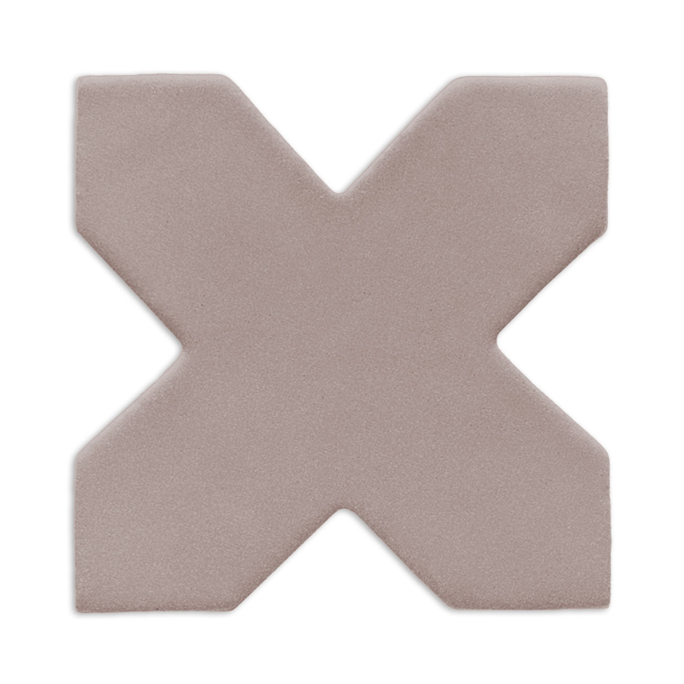 Brown cross clay tile by Clay Imports, with a grainy matte texture, centered on a white background.