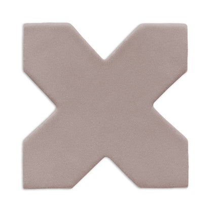 Brown cross clay tile by Clay Imports, with a grainy matte texture, centered on a white background.