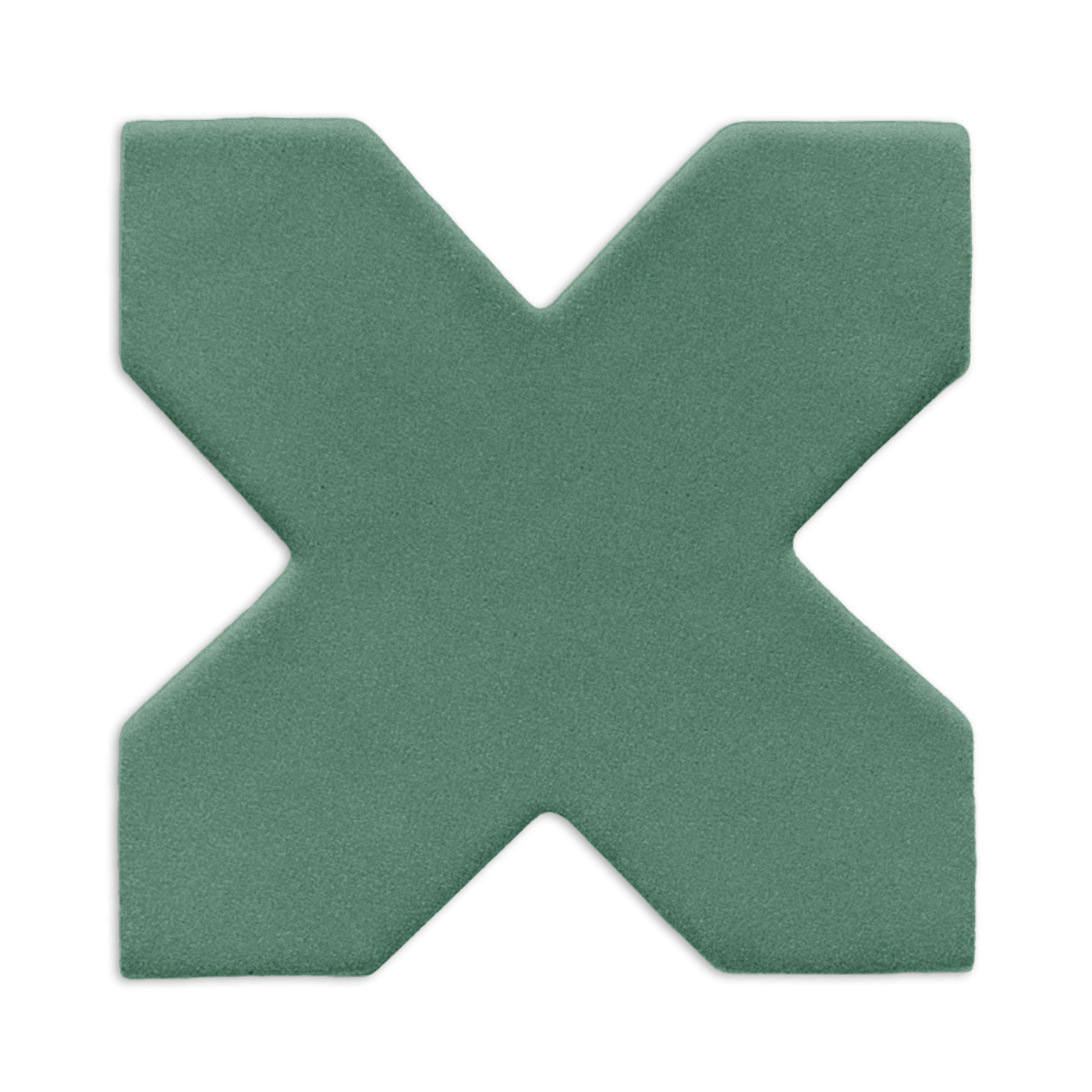 Cilantro green cross clay tile by Clay Imports with a matte, slightly textured finish on a white background.