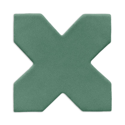 Cilantro green cross clay tile by Clay Imports with a matte, slightly textured finish on a white background.