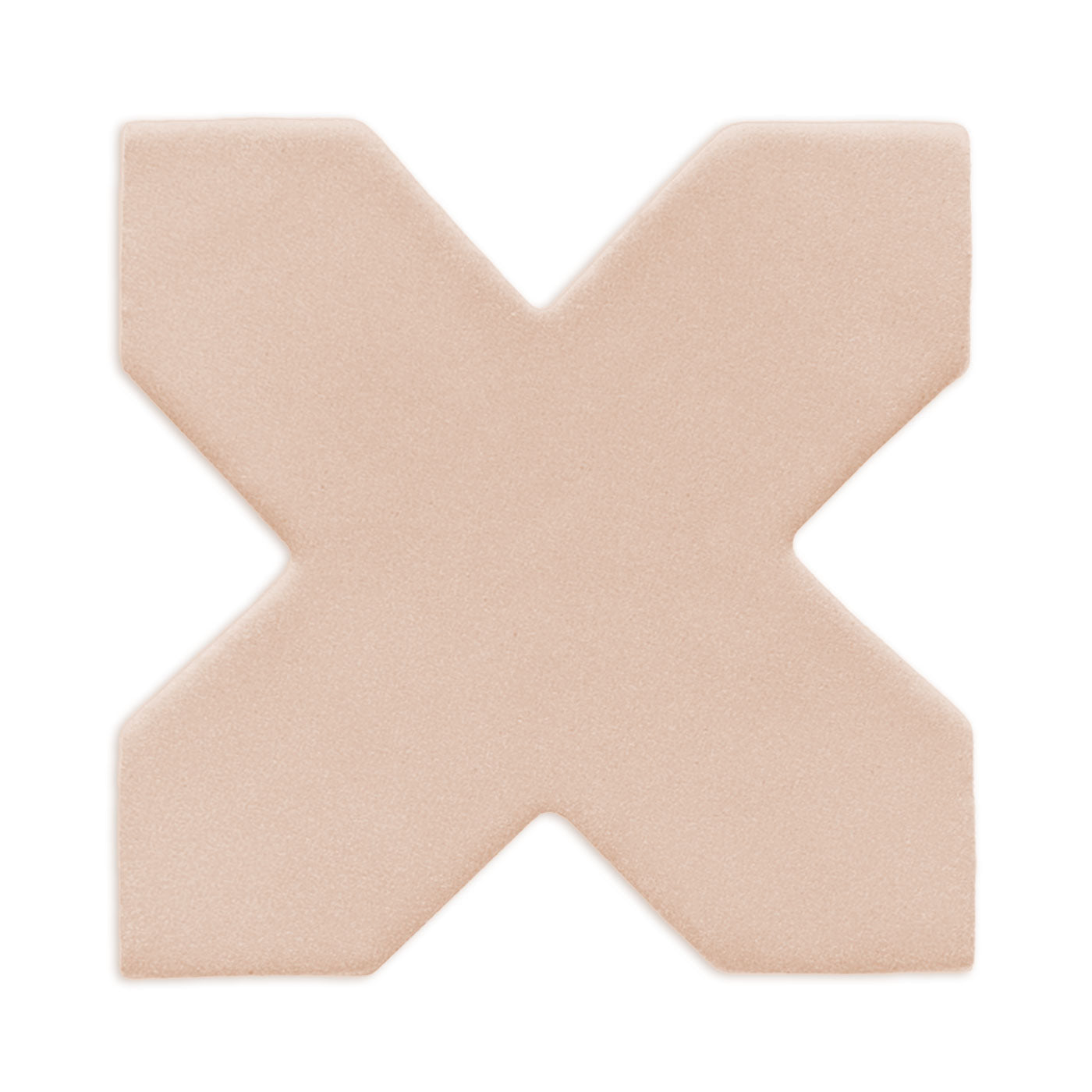 Sand-colored, cross-shaped clay tile by Clay Imports with rounded edges and a matte, textured finish.