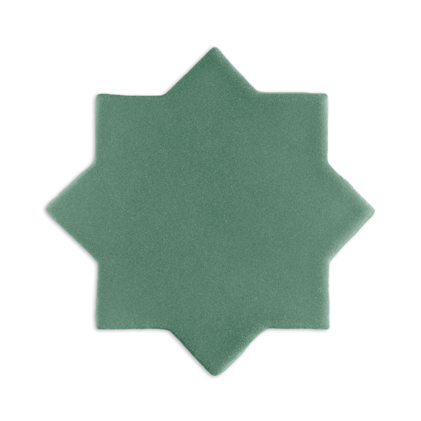 Muted green clay Star & Cross tile by Clay Imports, featuring an eight-pointed star shape and a matte texture.