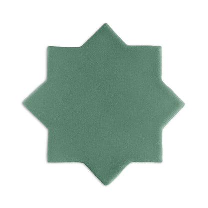 Muted green clay Star & Cross tile by Clay Imports, featuring an eight-pointed star shape and a matte texture.