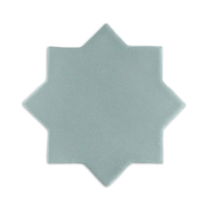 Pale blue-green eight-pointed star clay tile by Clay Imports with a matte, slightly textured finish.