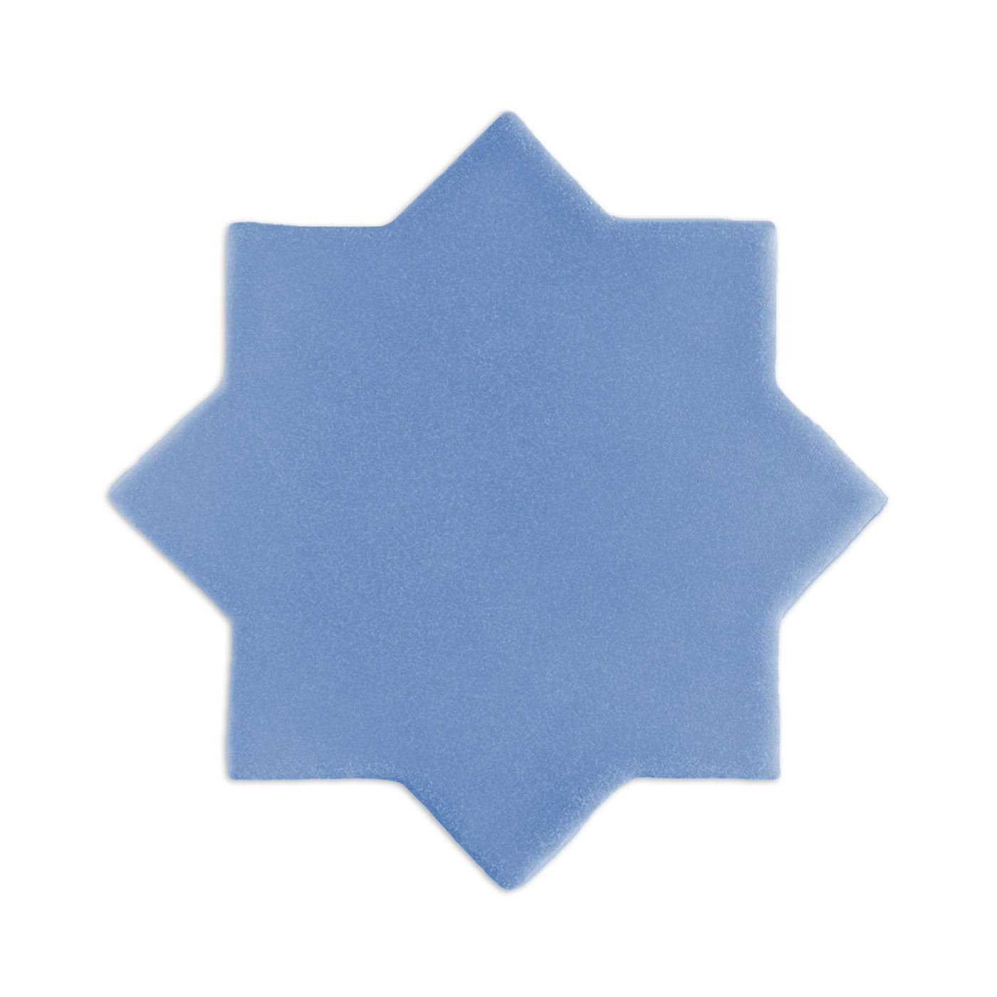 Denim blue star-shaped clay tile from Clay Imports with a frosted matte texture.