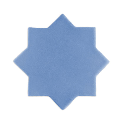 Denim blue star-shaped clay tile from Clay Imports with a frosted matte texture.