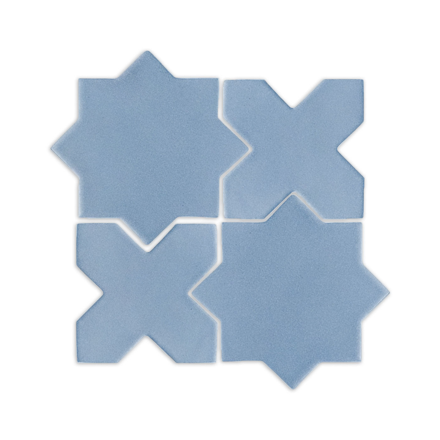 Blue Agate Star and Cross clay tiles by Clay Imports, arranged in a geometric square pattern.
