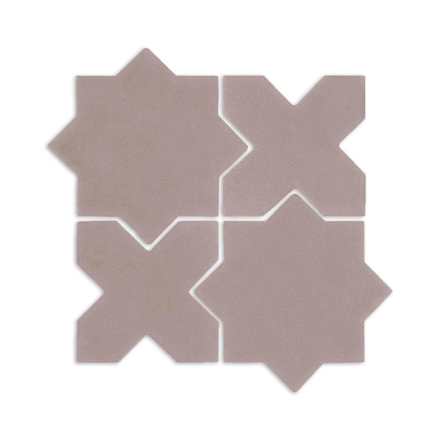 Boot Brown Star & Cross clay tiles by Clay Imports, arranged in a square pattern on a white background.