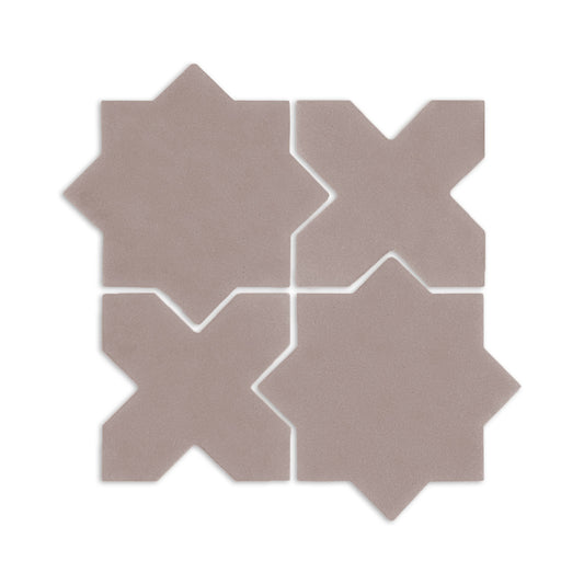 Boot Brown Star & Cross clay tiles by Clay Imports, arranged in a square pattern on a white background.