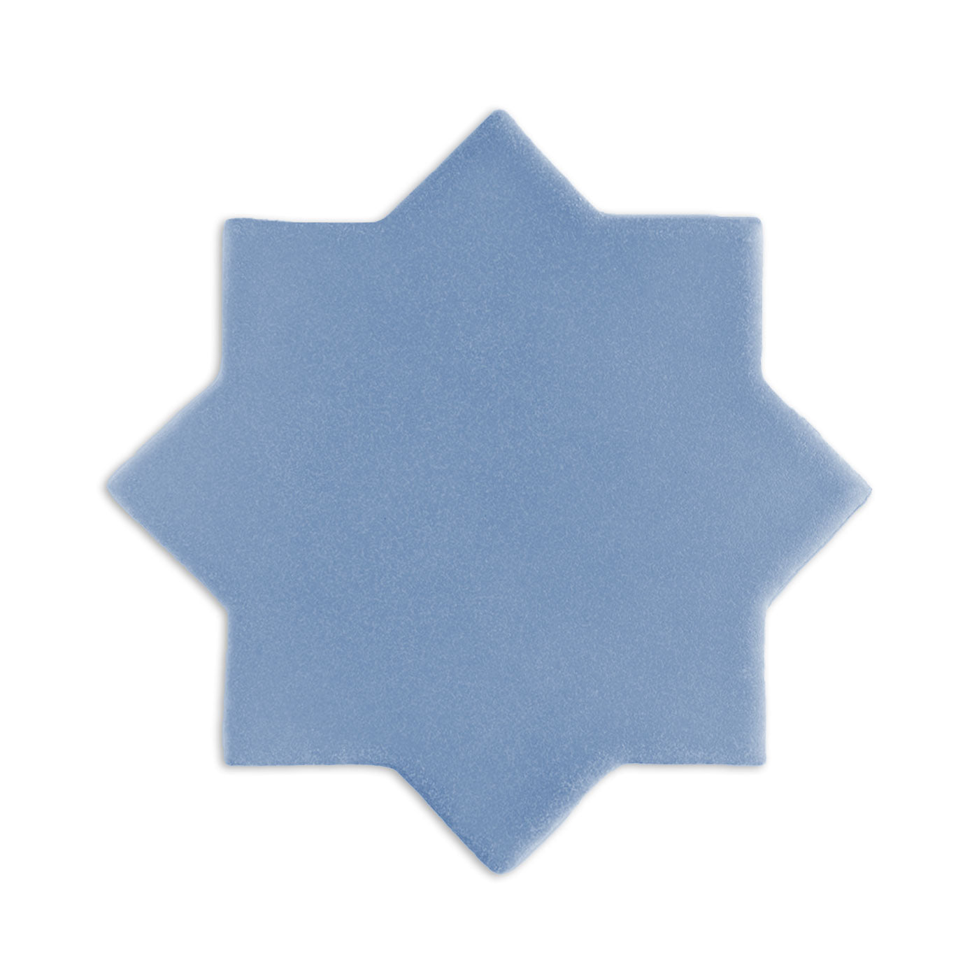 Denim blue star-shaped clay tile from Clay Imports with a frosted matte texture.